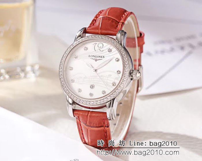 LONGINES浪琴 音符波紋貝母面 輕奢風女士腕表 WSS0584